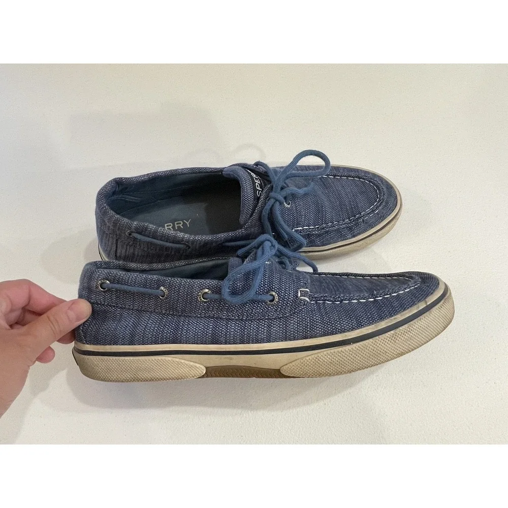 Sperry Canvas Sneakers Shoes Men's 10.5 Casual Preppy Lace up Blue Loafers Boat‎